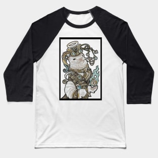 Steampunk Angel Ferret - Black Outline Baseball T-Shirt